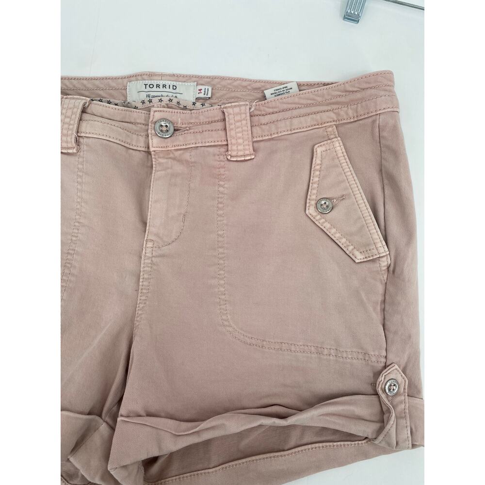 Torrid Pink Jean Roll Hem Shorts Slant Pockets Button size 14 - Picture 10 of 11